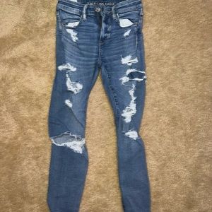 american eagle high rise ripped jeans